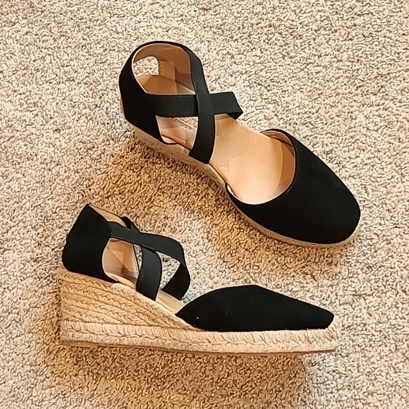 🥳HP🥳 Russell & Bromley London Cococross Espadrille EU 39/US 8 Black Suede - Picture 1 of 10